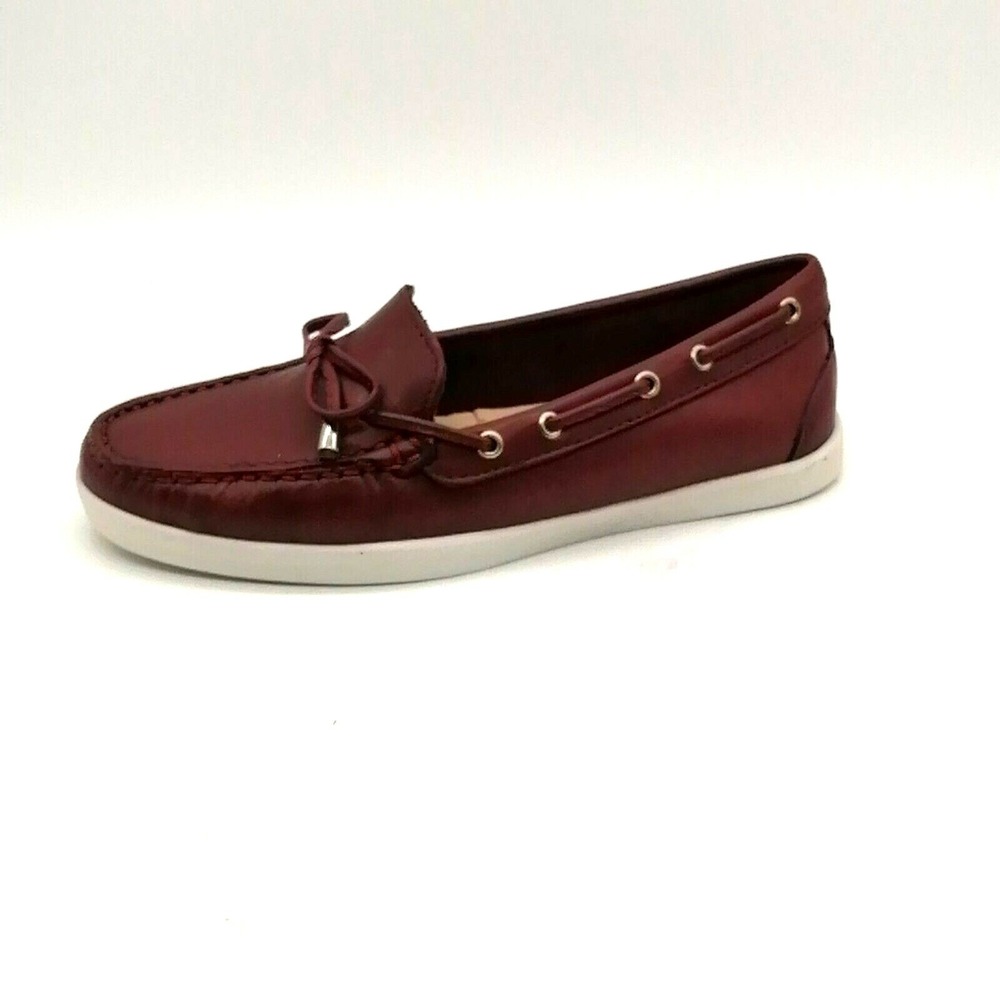 Driver Club Shoes Womens Vancouver Moccasins Wine Leather Rawhide Tie 5 NEW